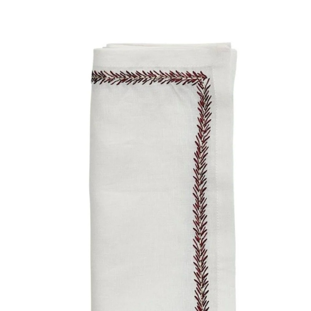 NEW KIM SEYBERT JARDIN NAPKINS RED AND GOLD THREAD SET OF 2